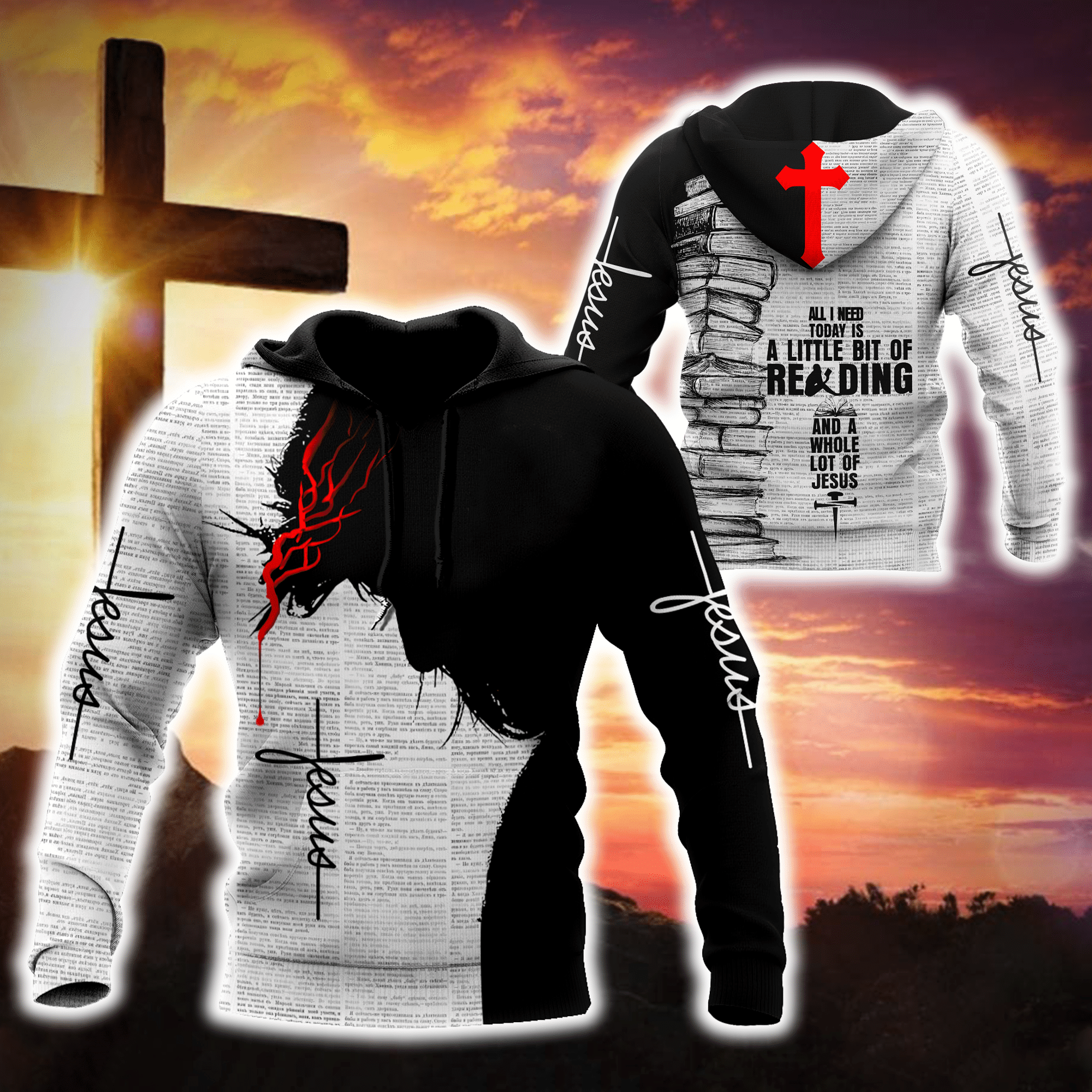 Christian Jesus Black And White Unique Unisex 3D Hoodie All Over Print