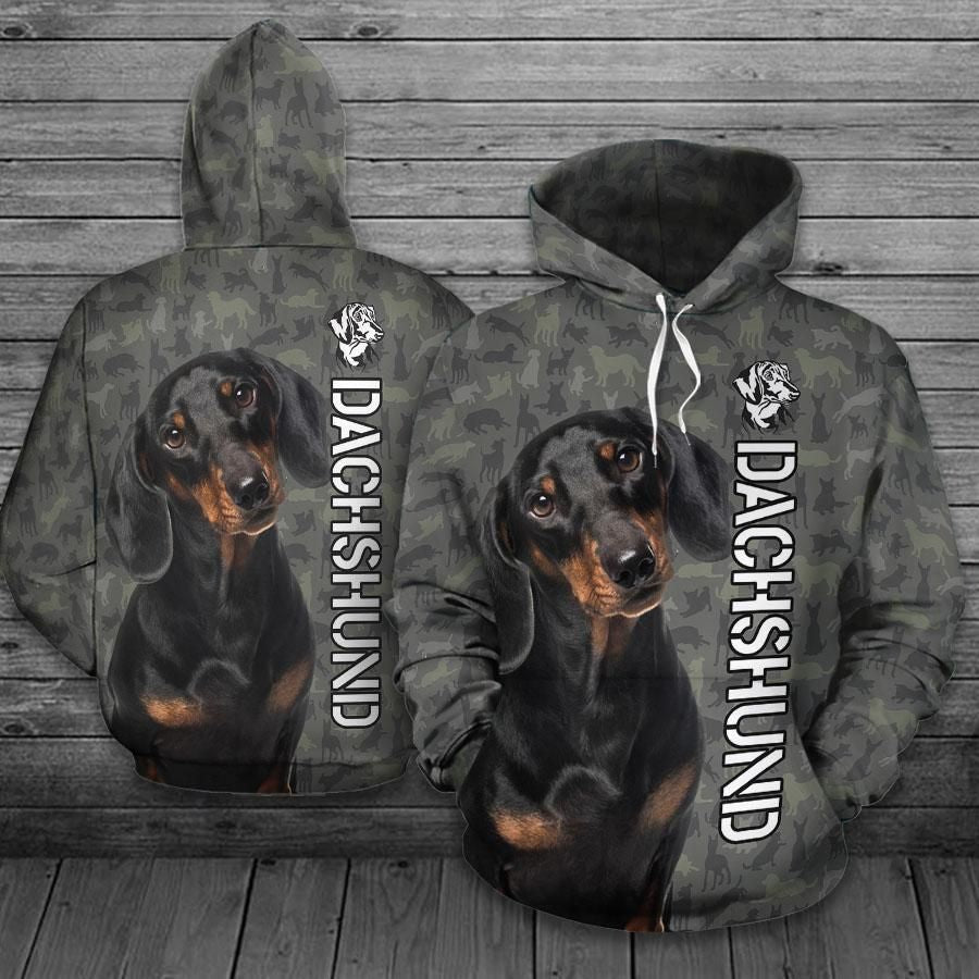 Dachshund Camo Amazing Unisex 3D Hoodie All Over Print