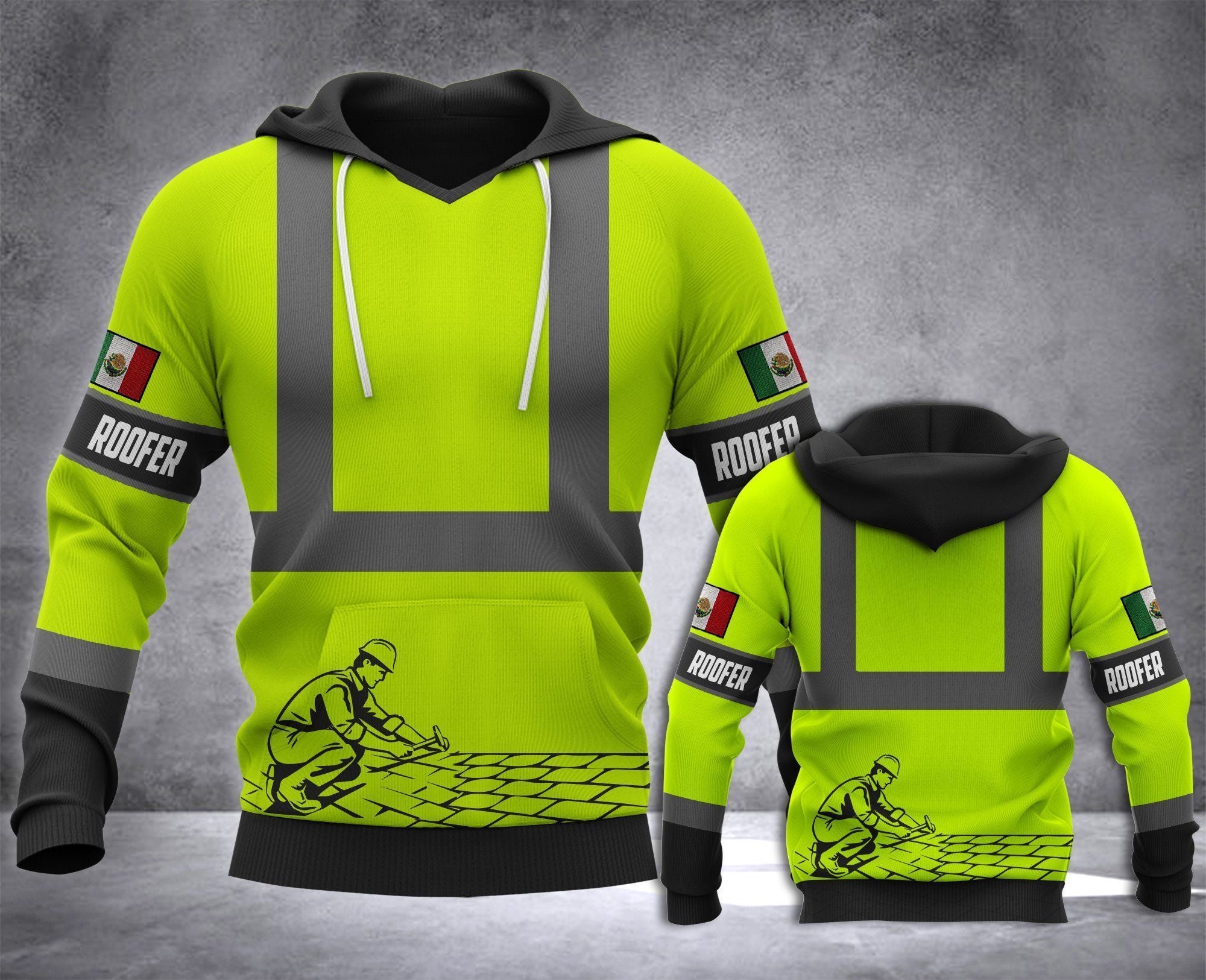 Roofer Unique Neon Green Unisex 3D Hoodie All Over Print