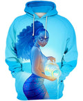 Aquarius Black Woman Zodiac Blue Cute Unisex 3D Hoodie All Over Print