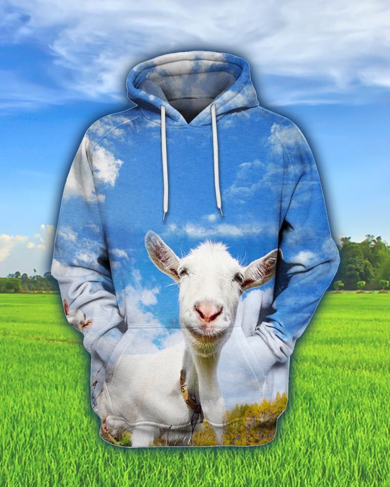 Farmer Goat And Blue Sky Blue Cute Unisex 3D Hoodie All Over Print
