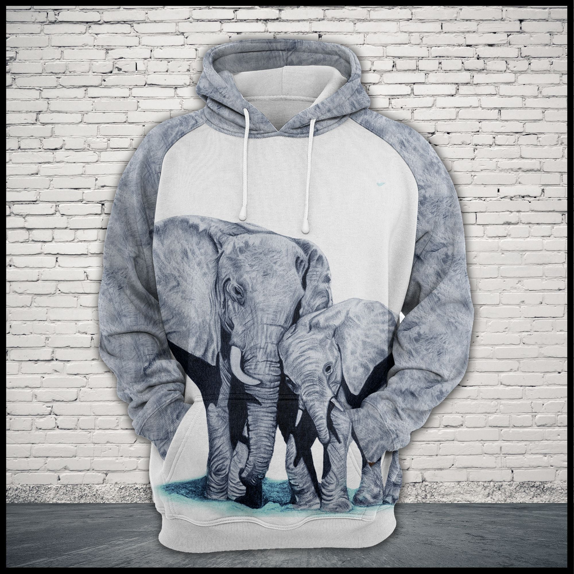 Elephant Family Grey Unique Unisex 3D Hoodie All Over Print