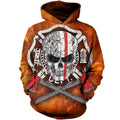 Fire Fighter Axe Skull Cool Mens Fashion Unisex 3D Hoodie All Over Print