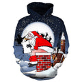 Santas Shit On Chimney Christmas Blue Amazing Unisex 3D Hoodie All Over Print