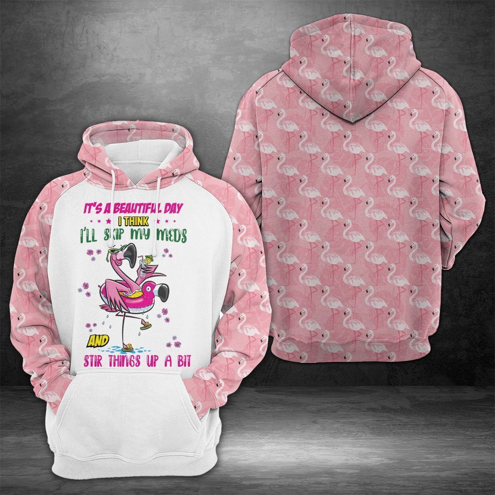 Flamingo Pink And White Funny Unisex 3D Hoodie All Over Print