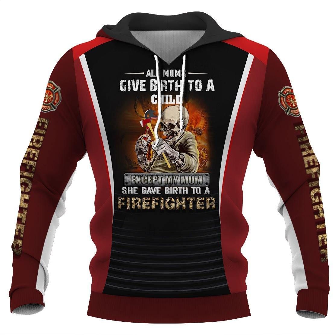 Firefighter Maroon Awesome Unisex 3D Hoodie All Over Print
