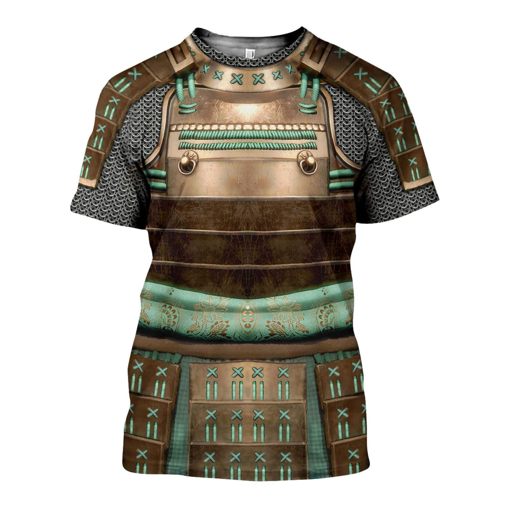 Samurai Green Armor Set graphic t-shirt, unisex cotton tee