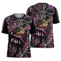 Country Girl Deer Hunting Black & Purple Shade graphic t-shirt, unisex cotton tee