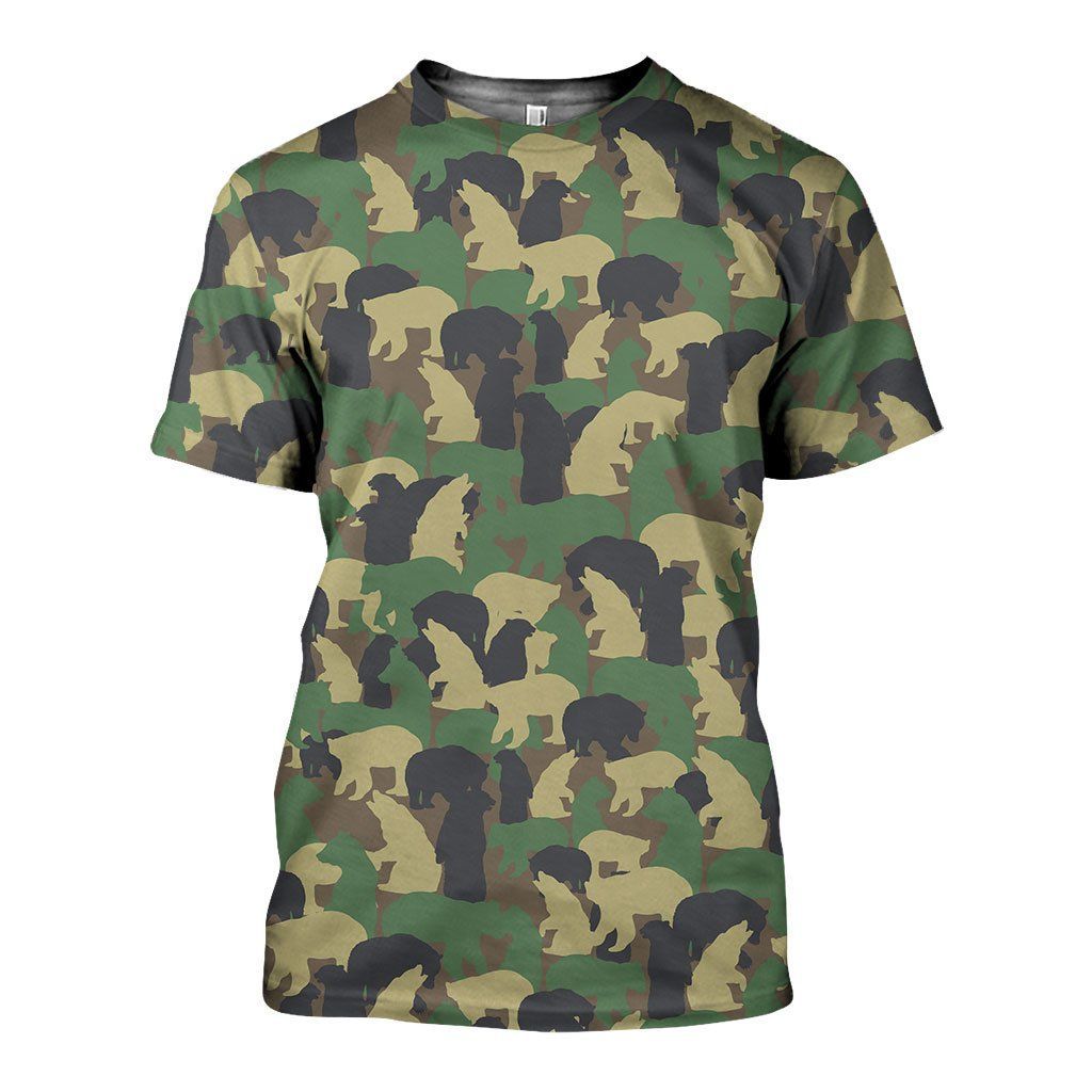Camo Bear Art graphic t-shirt, unisex cotton tee