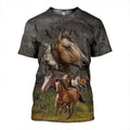 Horses Art graphic t-shirt, unisex cotton tee