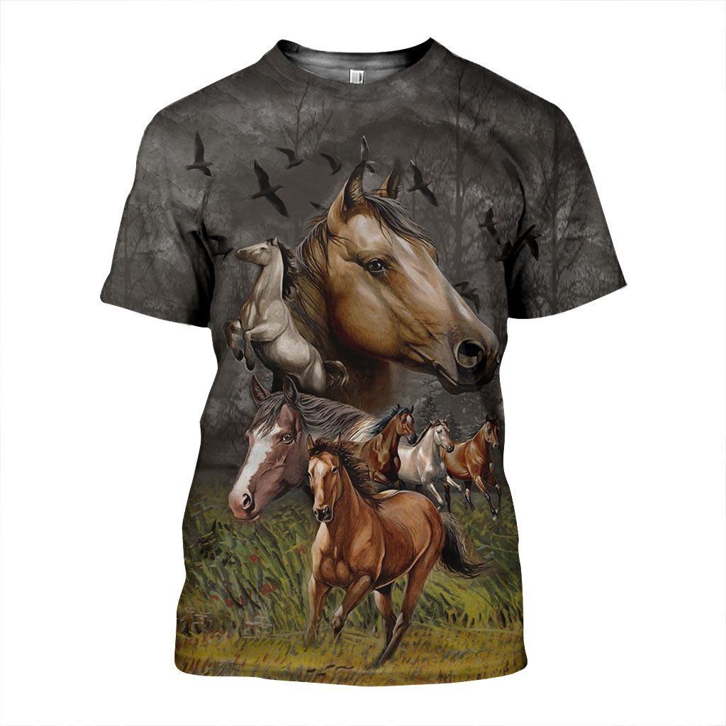 Horses Art graphic t-shirt, unisex cotton tee