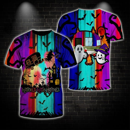 Camping Halloween graphic t-shirt, unisex cotton tee