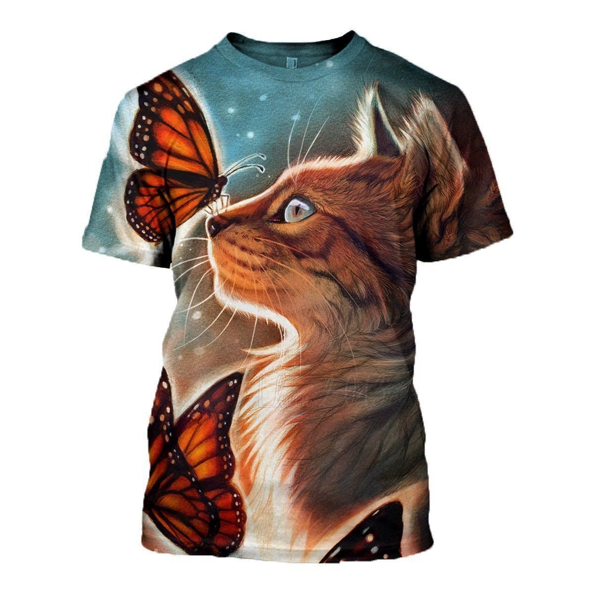 Cat and Butterflies Adgk graphic t-shirt, unisex cotton tee