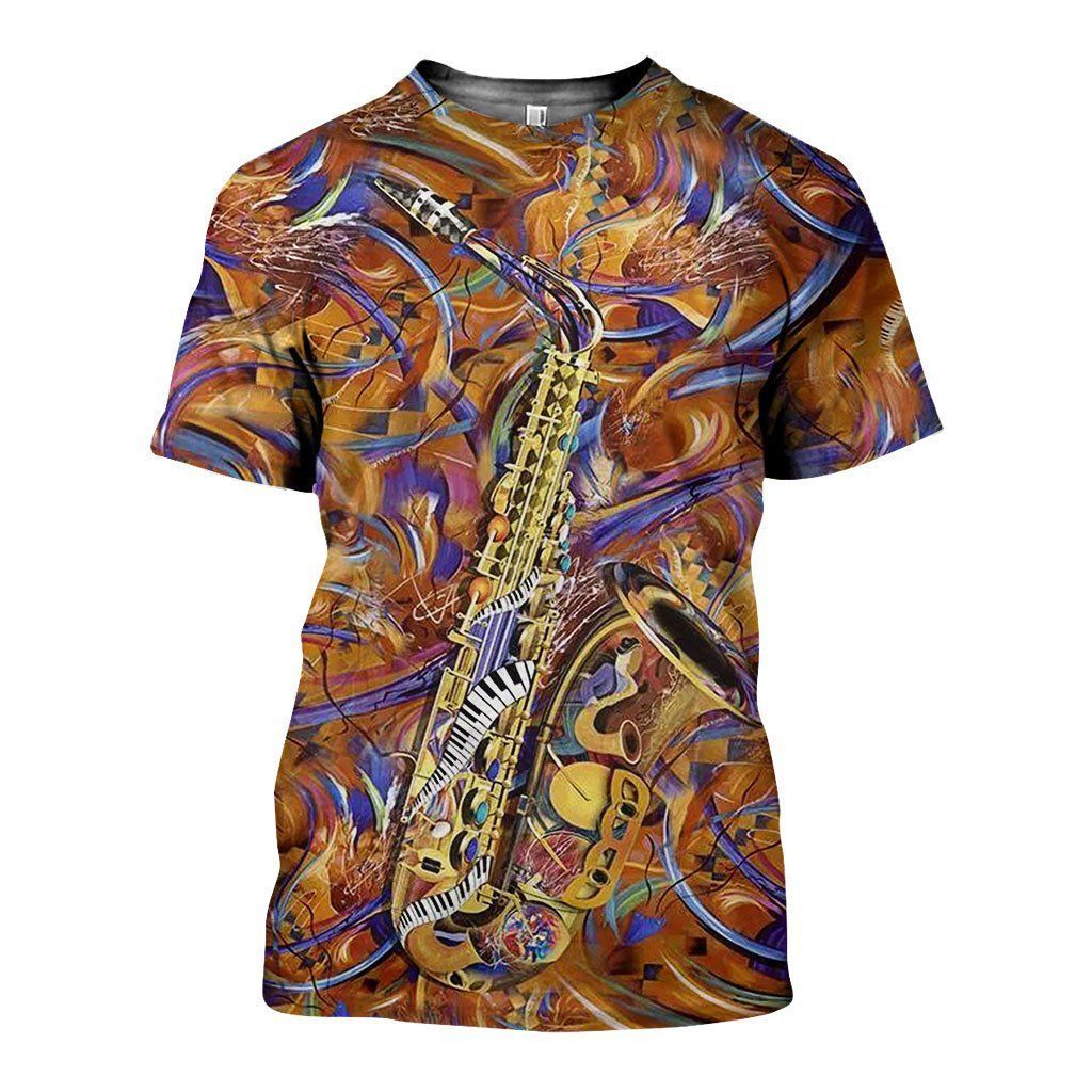 Saxophone Art graphic t-shirt, unisex cotton tee