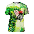 Green Parrot graphic t-shirt, unisex cotton tee