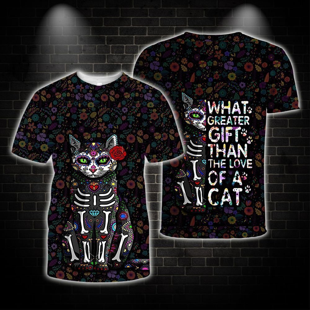 Cat Day of the Dead graphic t-shirt, unisex cotton tee