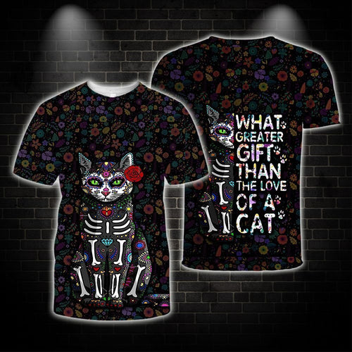 Cat Day of the Dead graphic t-shirt, unisex cotton tee