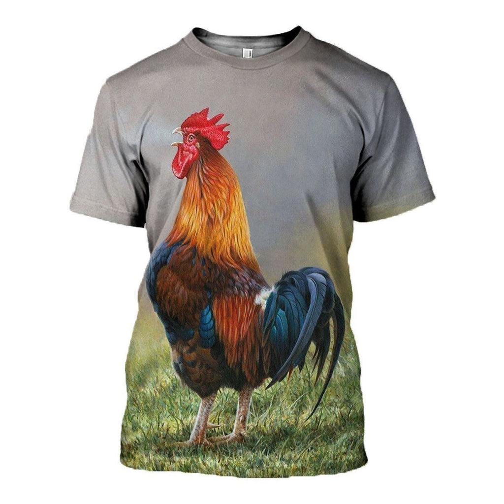 Rooster graphic t-shirt, unisex cotton tee