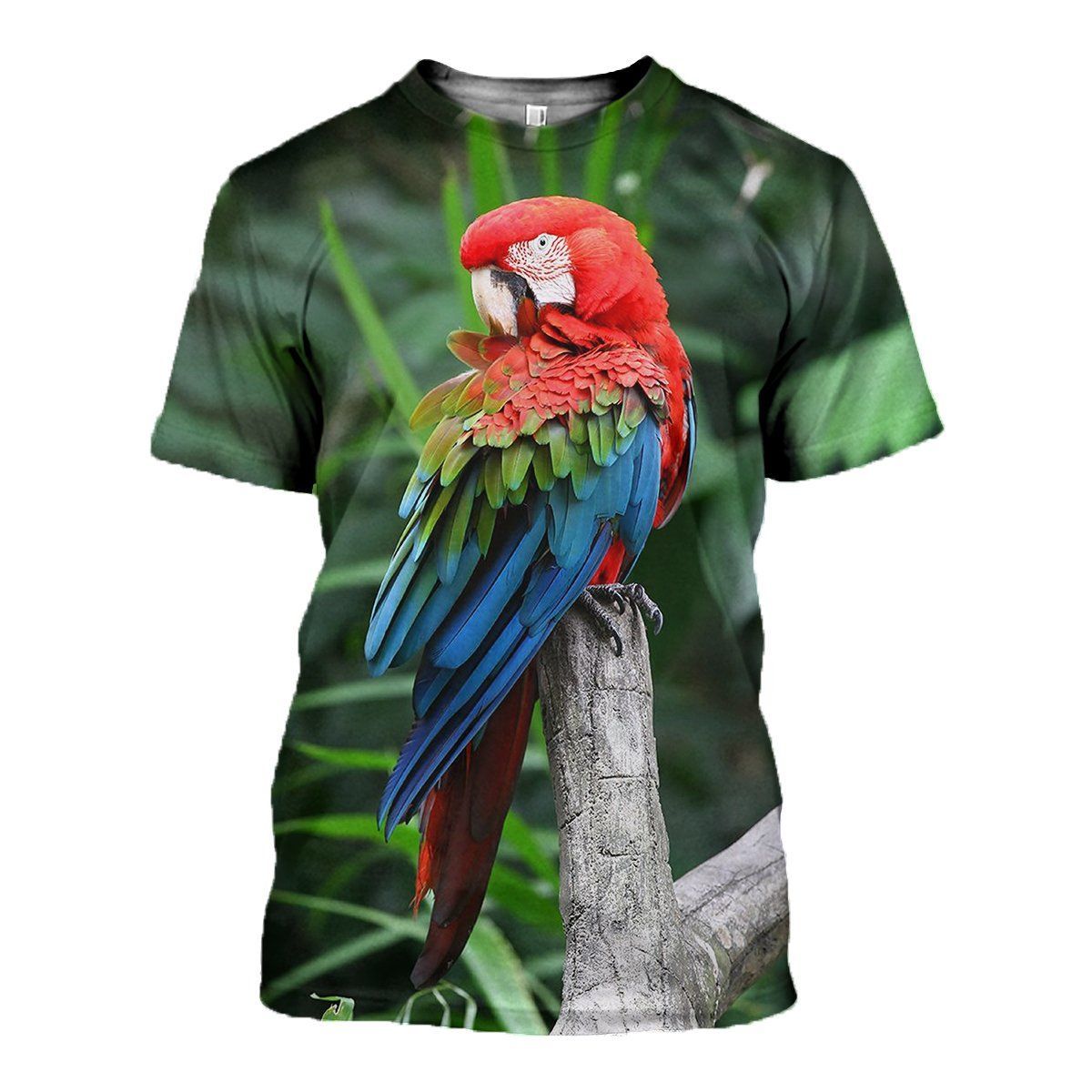 Parrot graphic t-shirt, unisex cotton tee