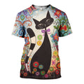 Flower Cat graphic t-shirt, unisex cotton tee