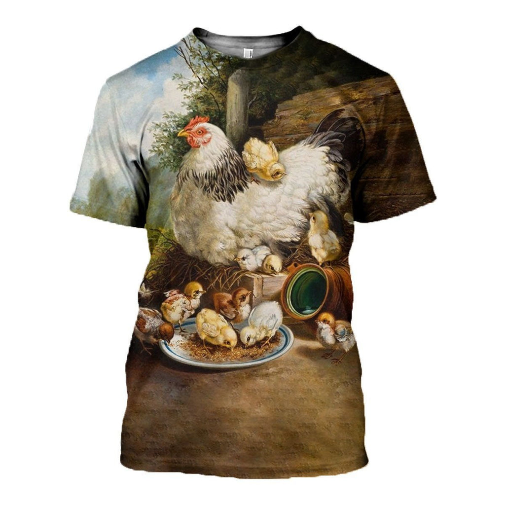 Chickens graphic t-shirt, unisex cotton tee