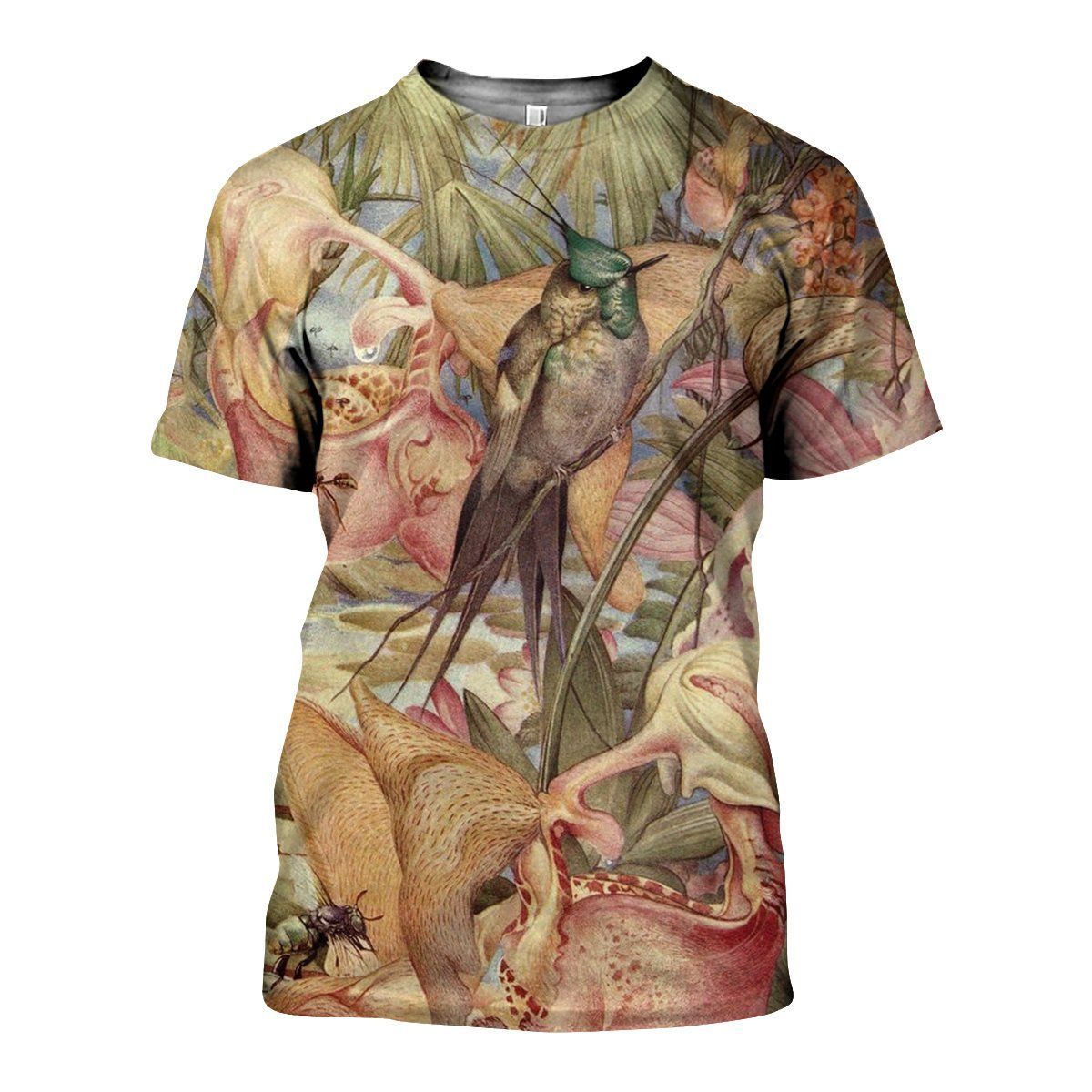 Humming Birds Art graphic t-shirt, unisex cotton tee