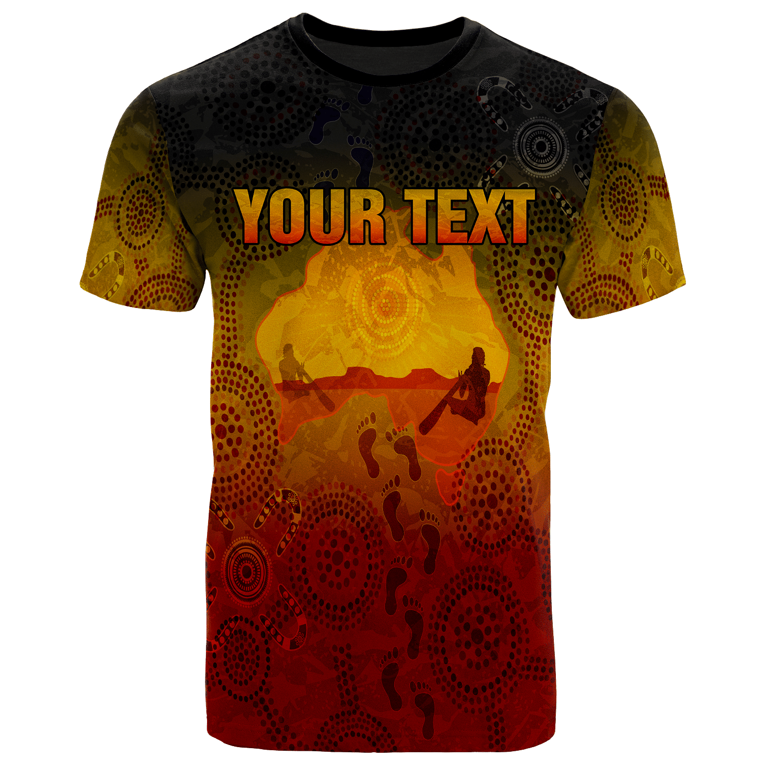Staustraliaboriginals Australian Map with Indigenous Personalized Name graphic t-shirt, unisex cotton tee