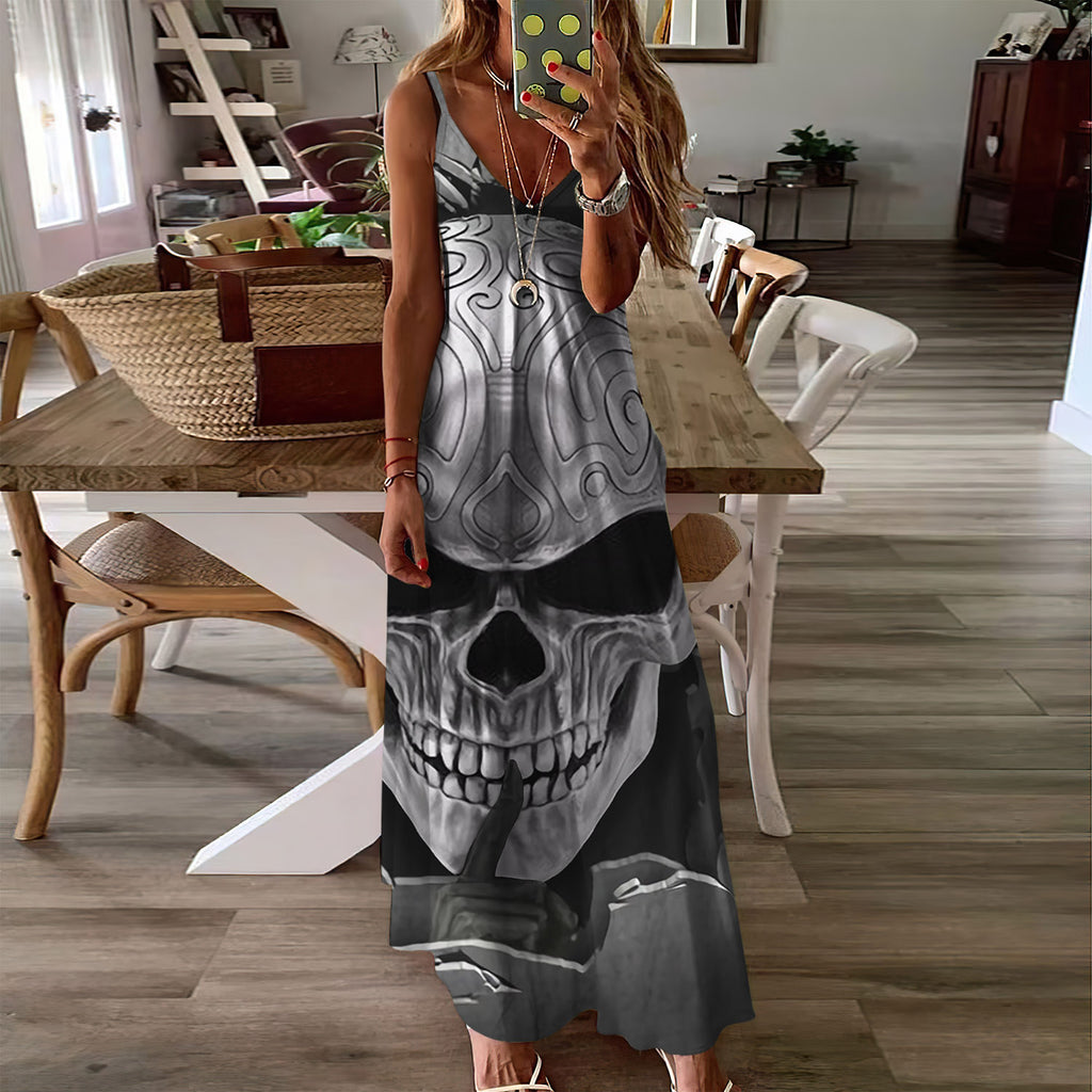 Skull Metal Sleeveless Maxi Dress | Women Summer Dress | Sundress