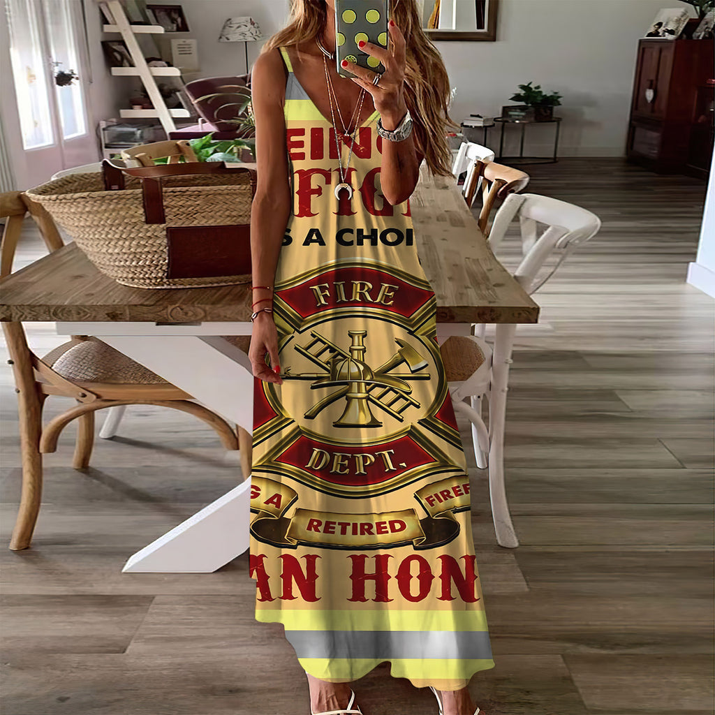 Firefighter Personalized Name Sleeveless Maxi Dress | Women Summer Dress | Sundress