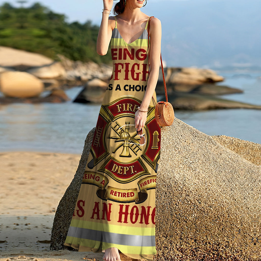 Firefighter Personalized Name Sleeveless Maxi Dress | Women Summer Dress | Sundress