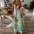 Flamingo In Jungle Sleeveless Maxi Dress | Women Summer Dress | Sundress