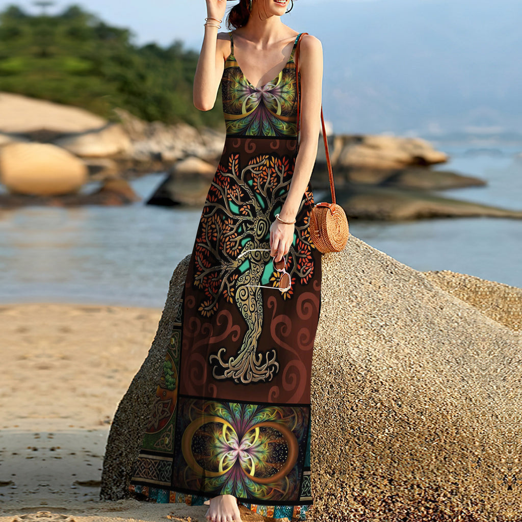 Tree Of Life Celtic Sleeveless Maxi Dress | Women Summer Dress | Sundress