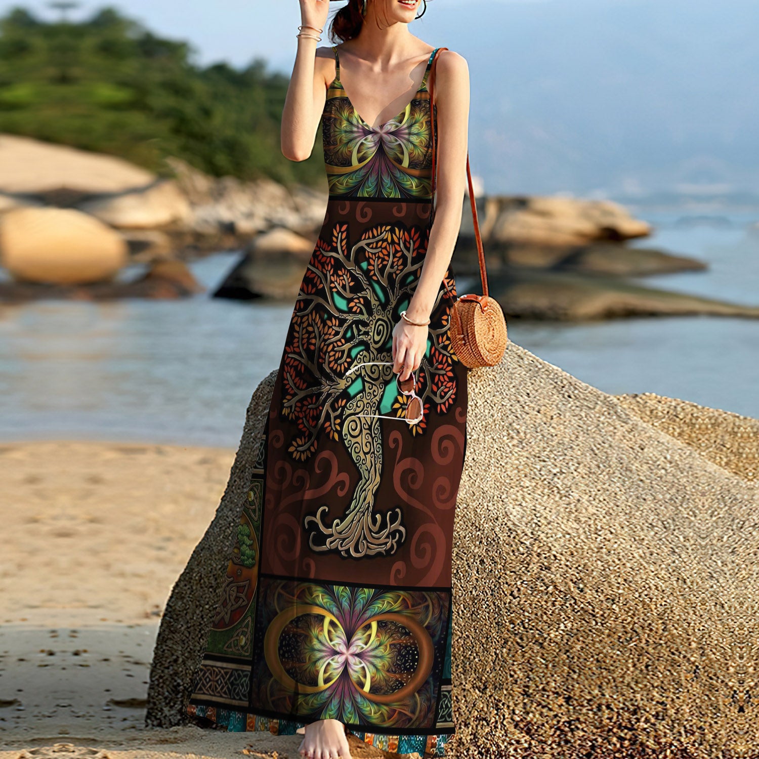 Tree Of Life Celtic Sleeveless Maxi Dress | Women Summer Dress | Sundress