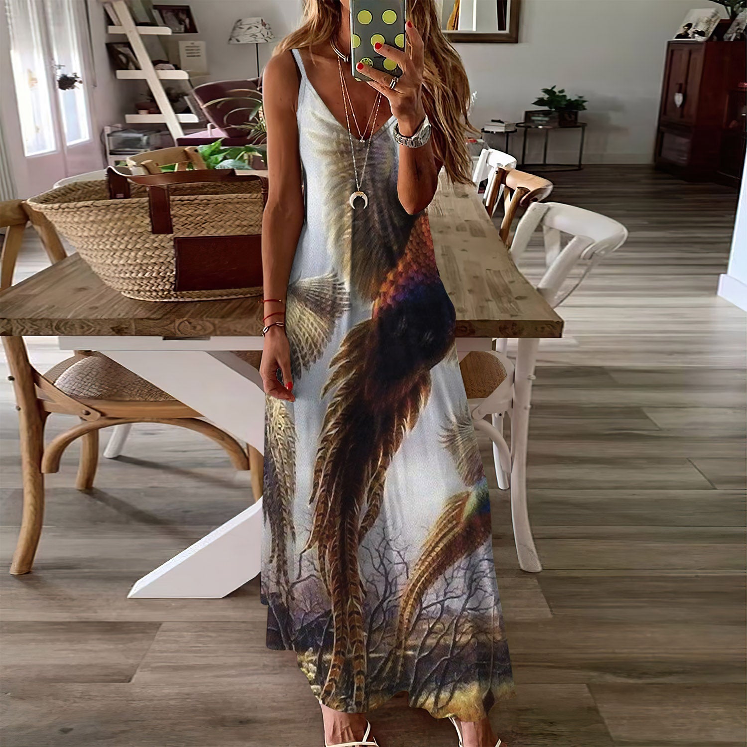 Pheasant Sleeveless Maxi Dress | Women Summer Dress | Sundress
