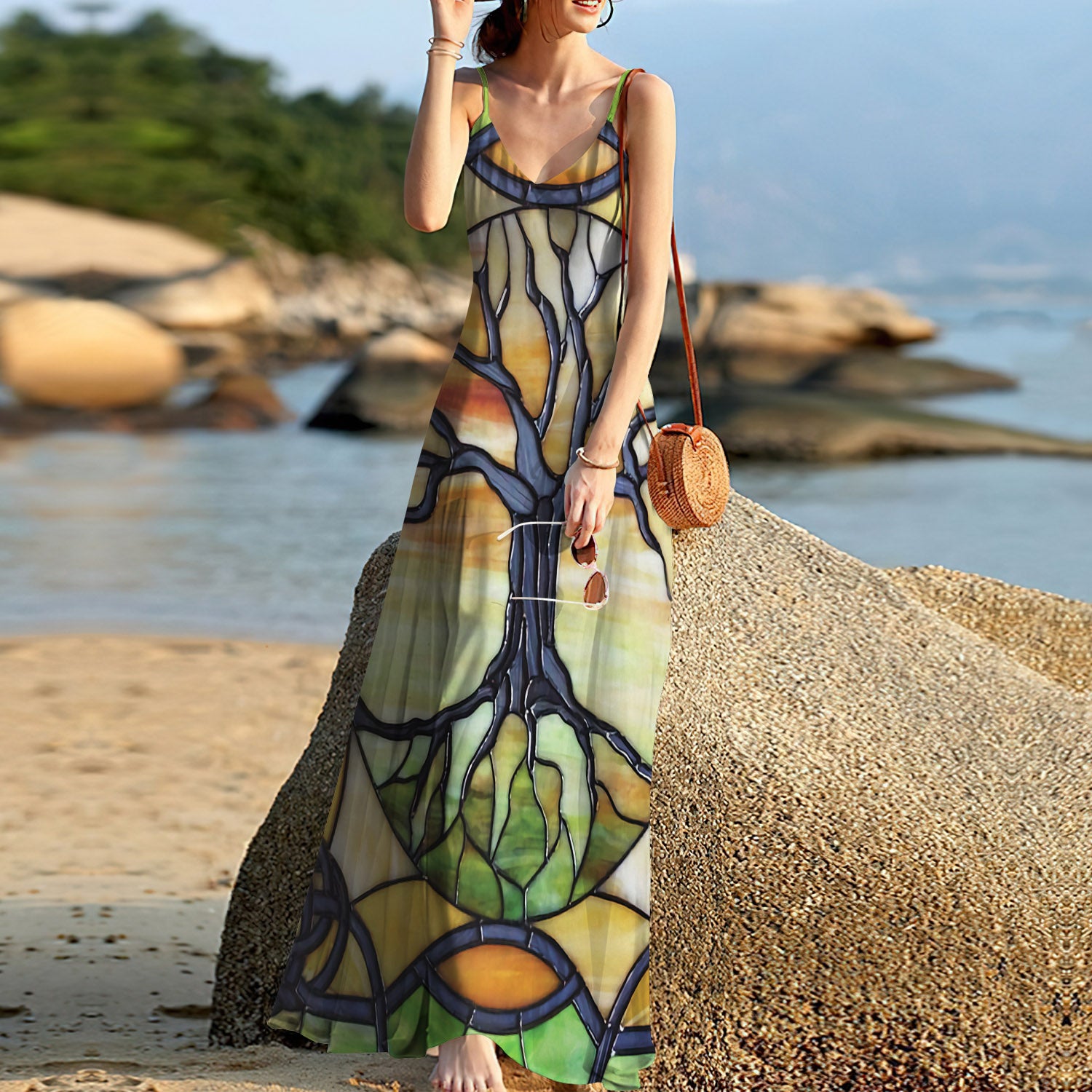 Stained Glass Celtic Art Sleeveless Maxi Dress | Women Summer Dress | Sundress