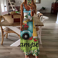Camping Happy Camper Sleeveless Maxi Dress | Women Summer Dress | Sundress