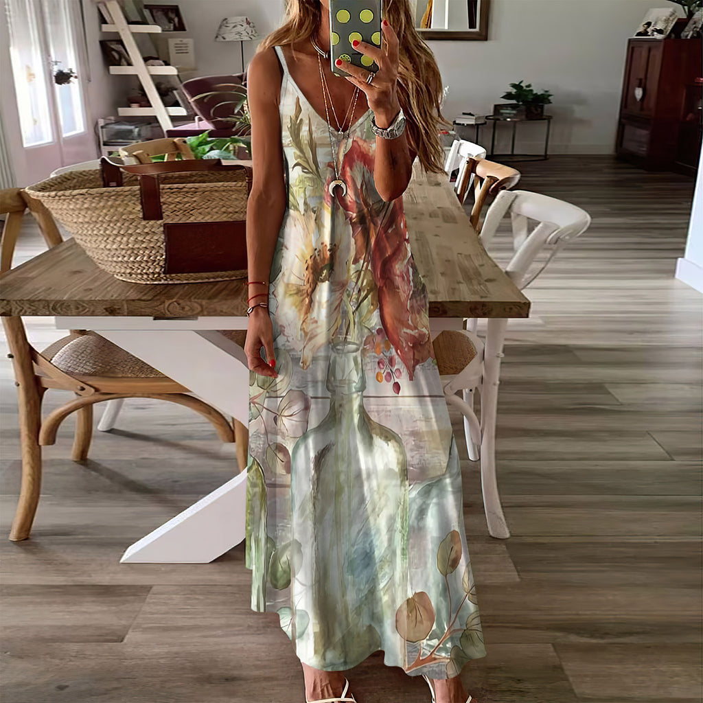 Poppy Flower Sleeveless Maxi Dress | Women Summer Dress | Sundress