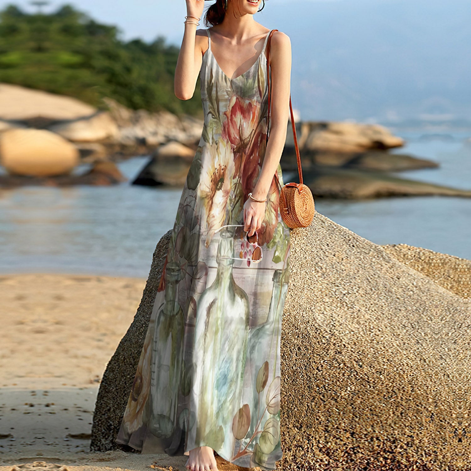 Poppy Flower Sleeveless Maxi Dress | Women Summer Dress | Sundress