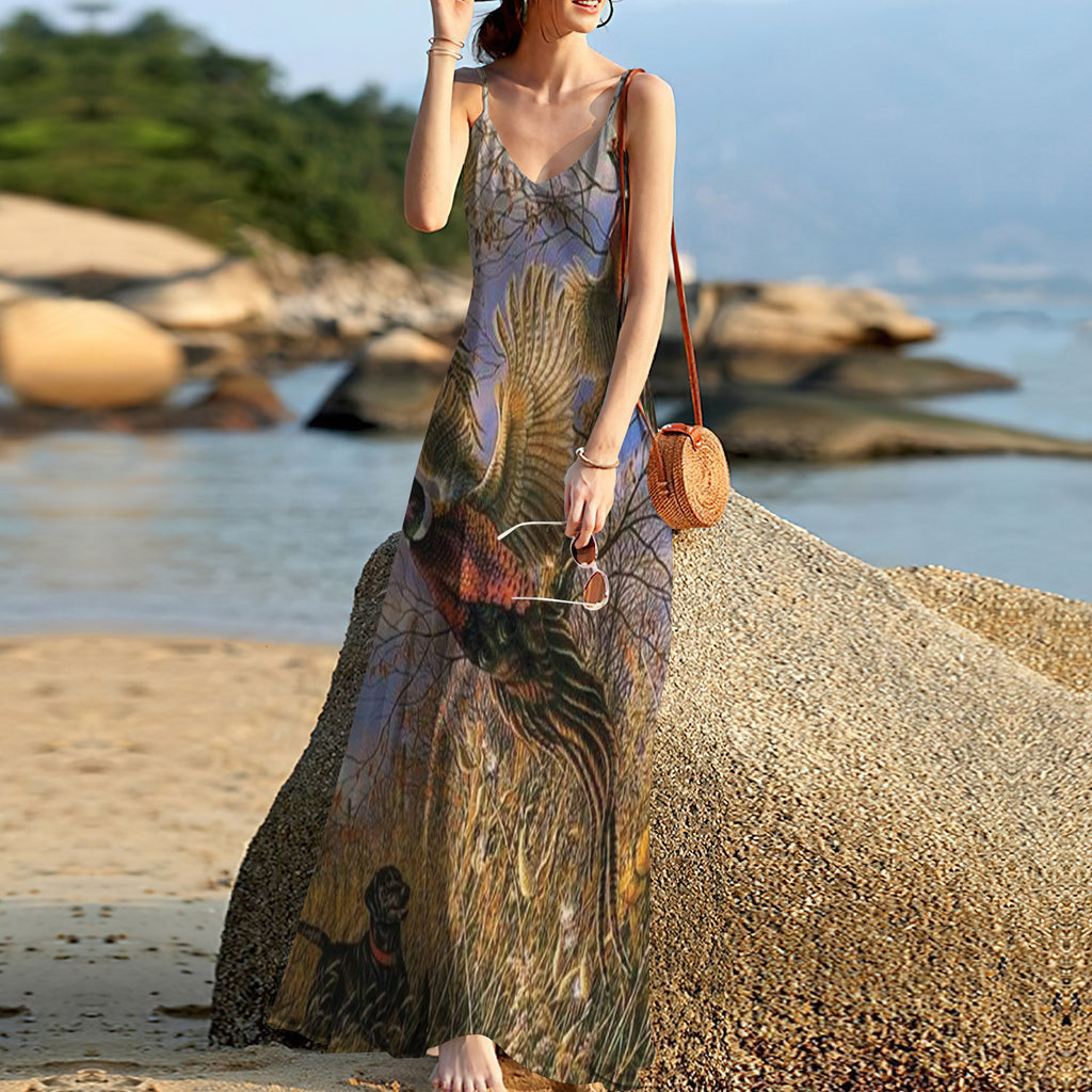 Pheasant Sleeveless Maxi Dress | Women Summer Dress | Sundress