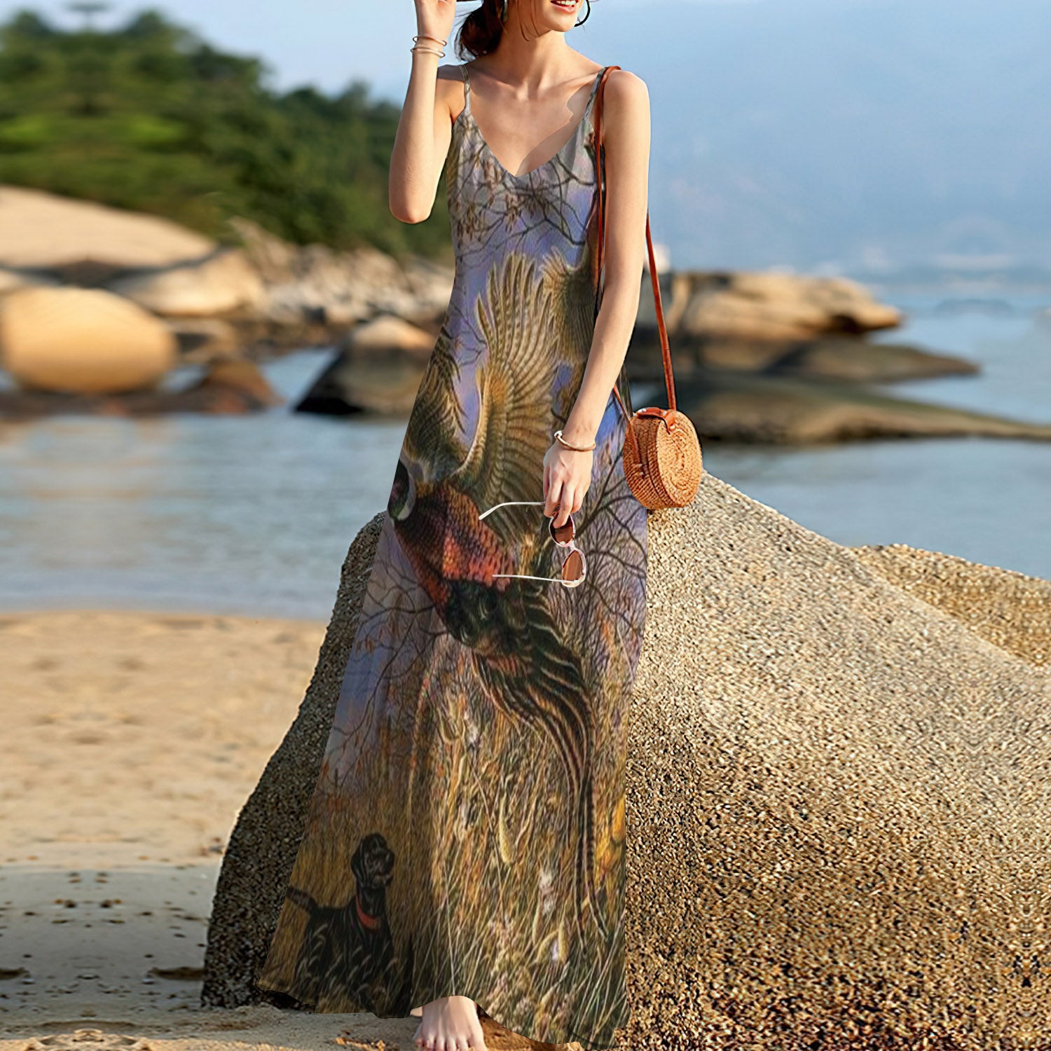 Pheasant Sleeveless Maxi Dress | Women Summer Dress | Sundress
